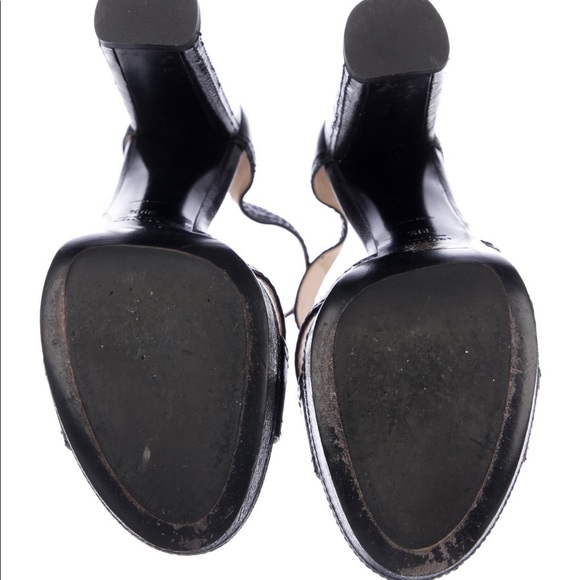 PRADA BLACK  LEATHER SANDALS - Picture 5 of 5